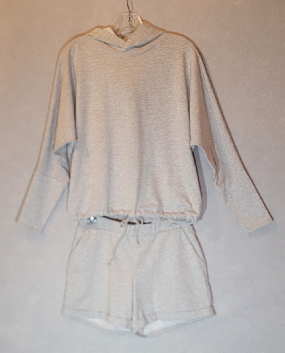 I Love Tyler Madison 2 Piece Hoodie Shorts Loungewear Set Grey Medium NWOT